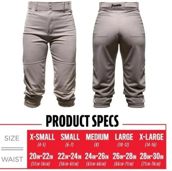 NWT Franklin Deluxe Sports Baseball Softball Uniform Pants Youth Small 6-7 - Picture 6 of 12